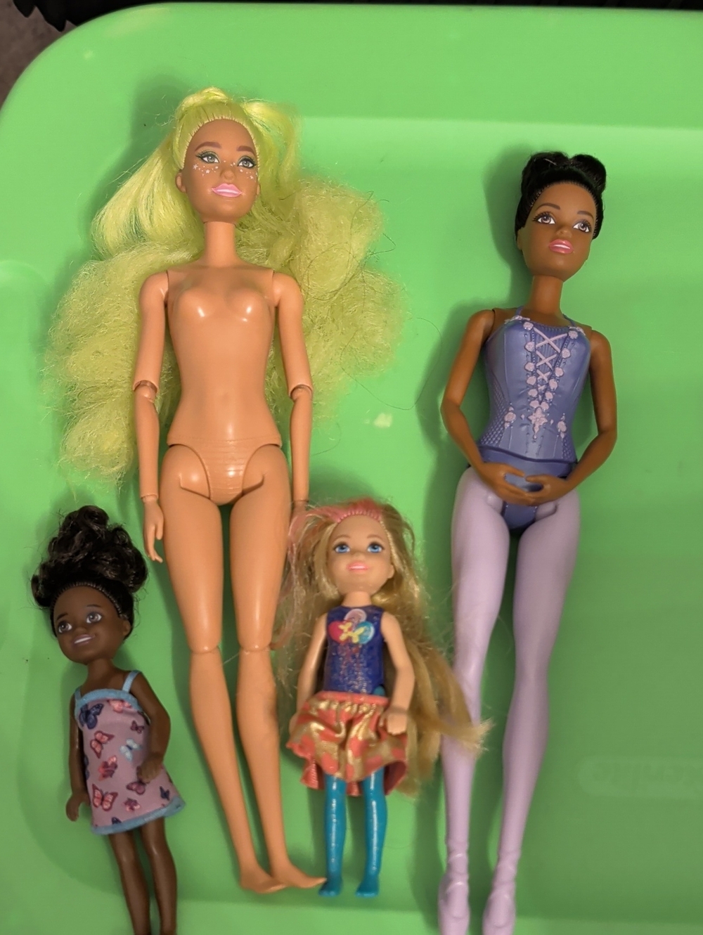 Barbie Dolls Set with Yellow-Headed & Purple Outfit Dolls